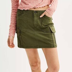 SO Juniors Cargo Utility Skirt Green